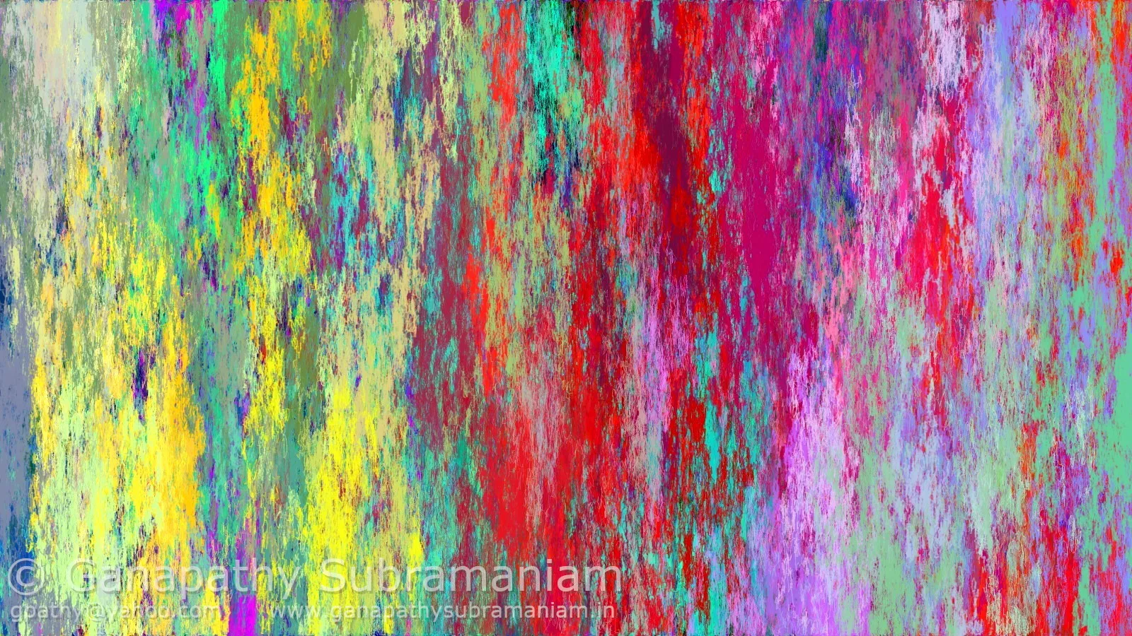 Algorithmic abstract work with bright, densely textured colour transitions
