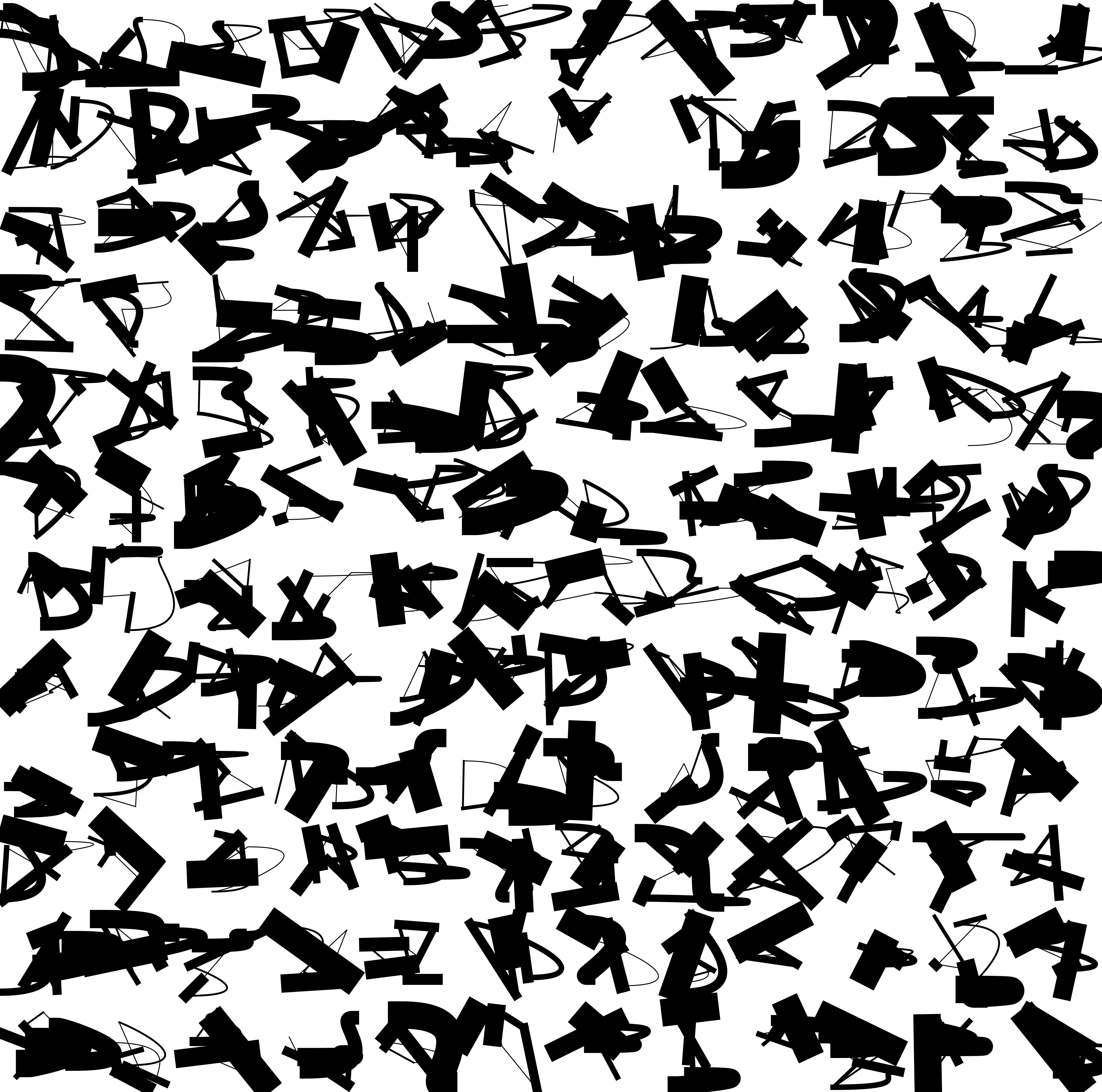 Algorithmic composition of layered gestural fragments in red, black, and brown
