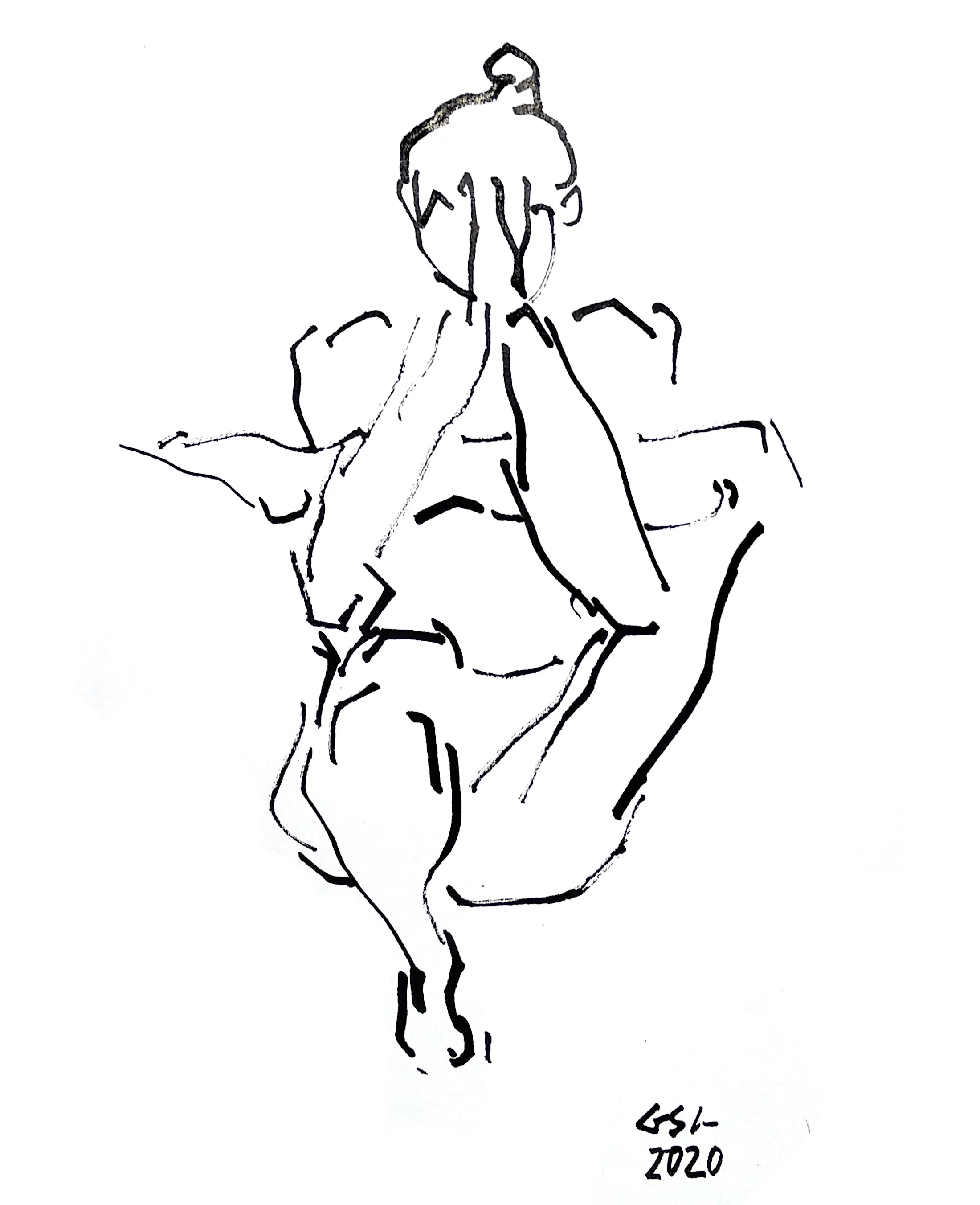 Rapid gestural figure drawing focused on movement and posture